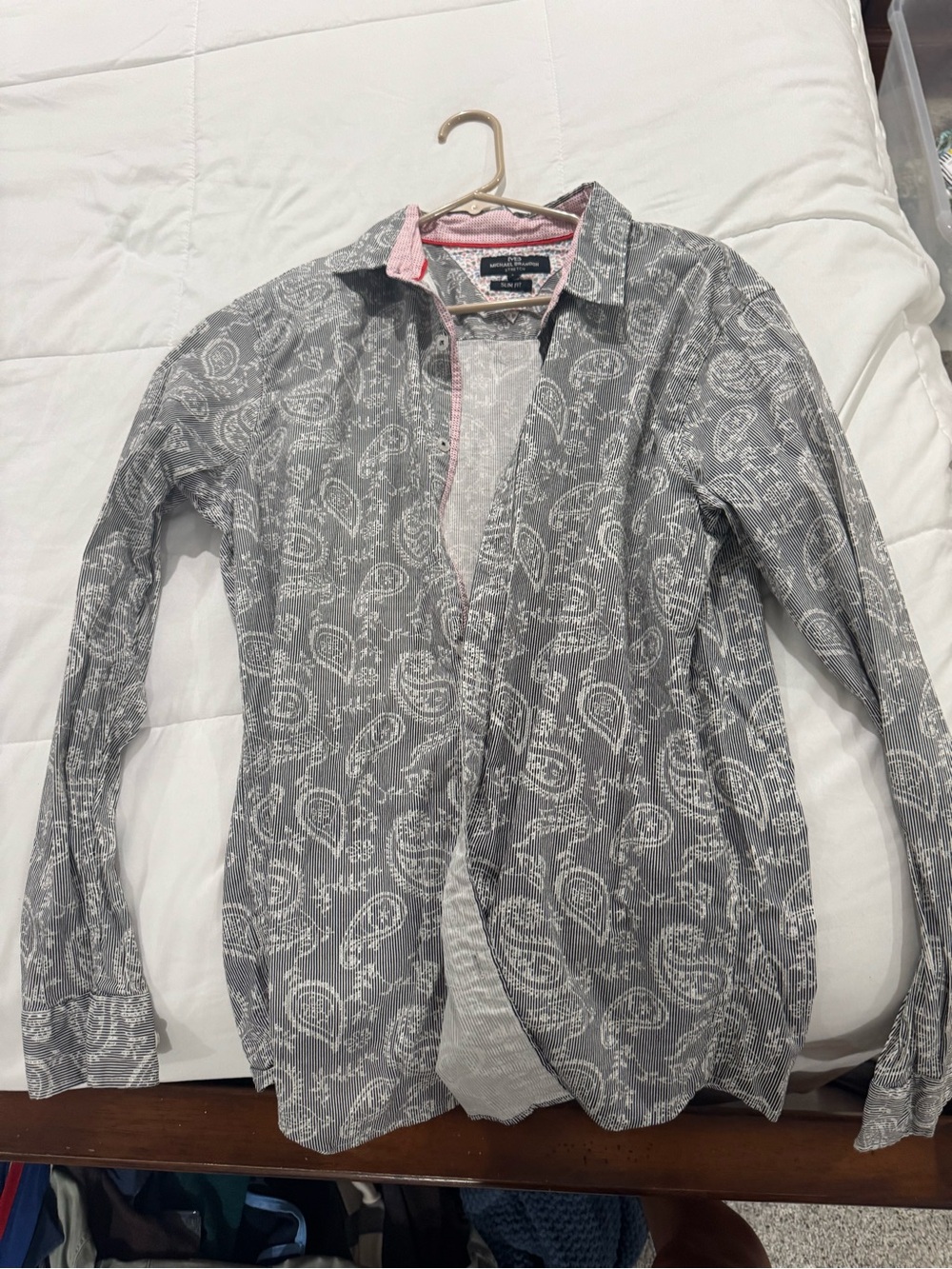 Gray Paisley Button-Up Shirt Jacket